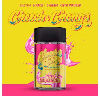 Photograph of product: CHEECH & CHONG | PINK MUSTACHE - CRYO INFUSED PRE ROLL PACK | 6 x HYBRID