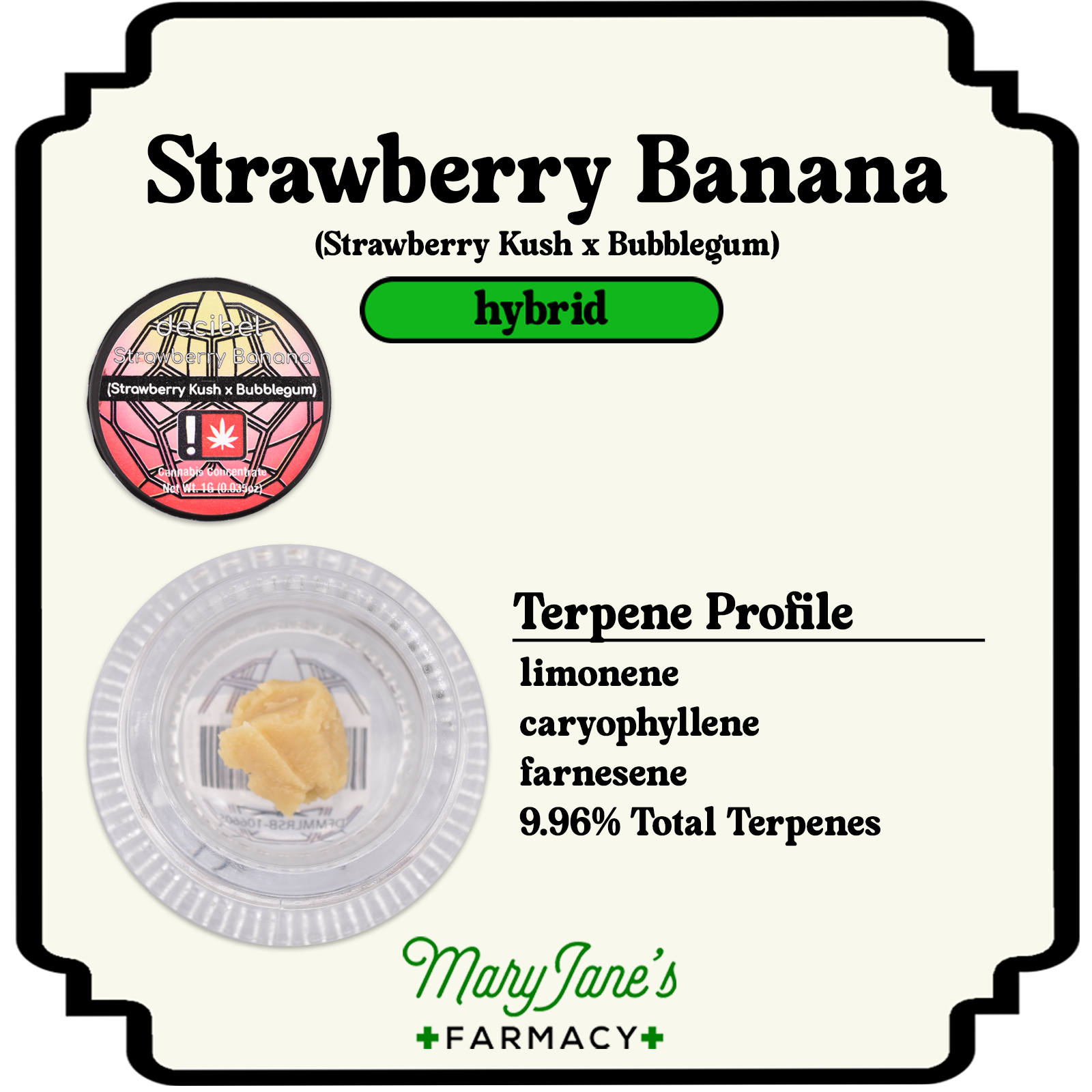 Photograph of product: Strawberry Banana #10 73-159 Live Rosin Extract