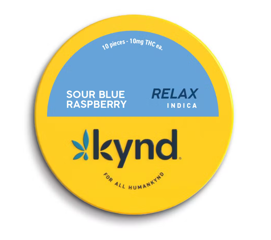 Photograph of product: Kynd | Relax Sour Blue Raspberry | Edibles | Gummies | 10pk x 10mg