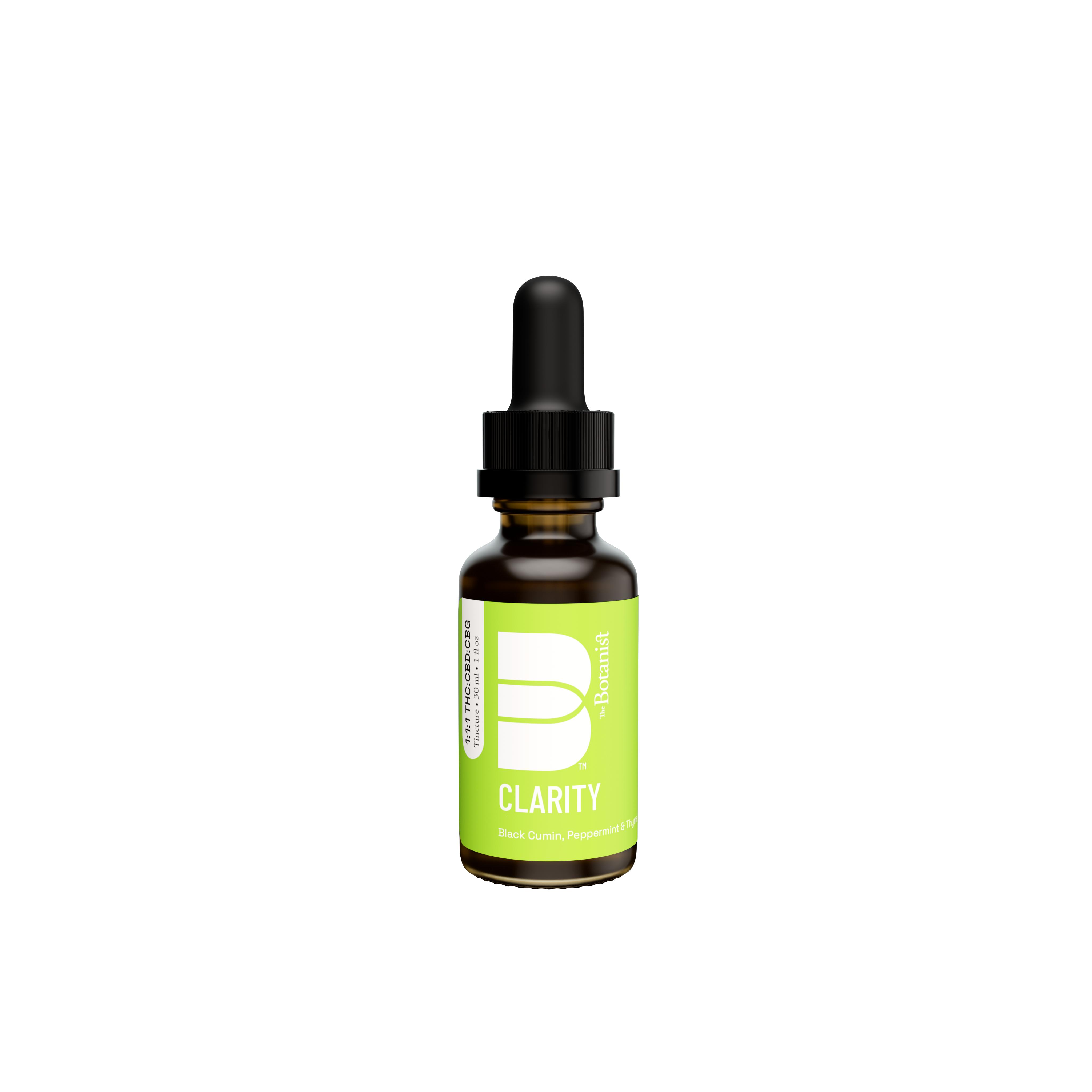 Photograph of product: The Botanist Tincture 100mg- Clarity 1:1:1 (TH-oui:CBD:CBG)