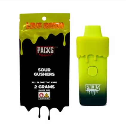 Photograph of product: Pack Pods | Sour Gushers | 2g Disposable