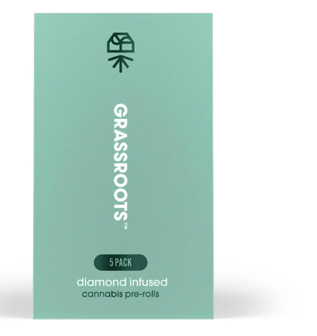 Photograph of product: Grassroots | 2g Diamond Infused Pre-Roll Pack | Animal Mint Cake (H)