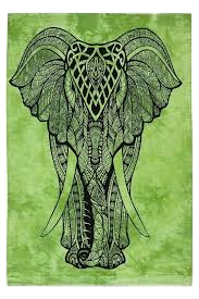 Photograph of product: Elephant Tapestry - Green - Large Size 54"x86"