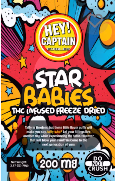 Photograph of product: Hey! Captain - Star Babies Freeze Dried Starburst - Edible - 200mg