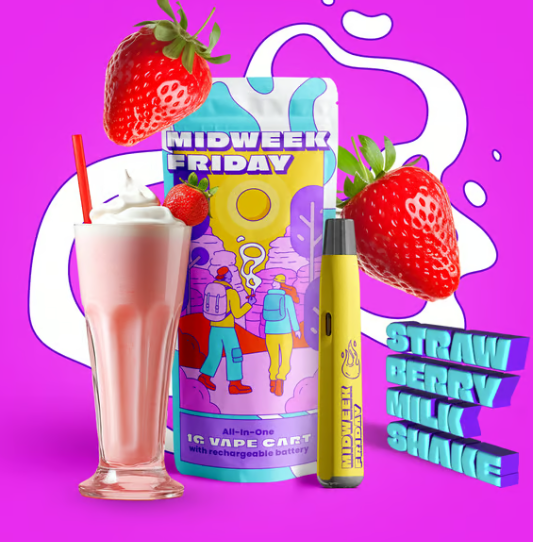 Photograph of product: Midweek Friday | Disposable | Strawberry Milkshake