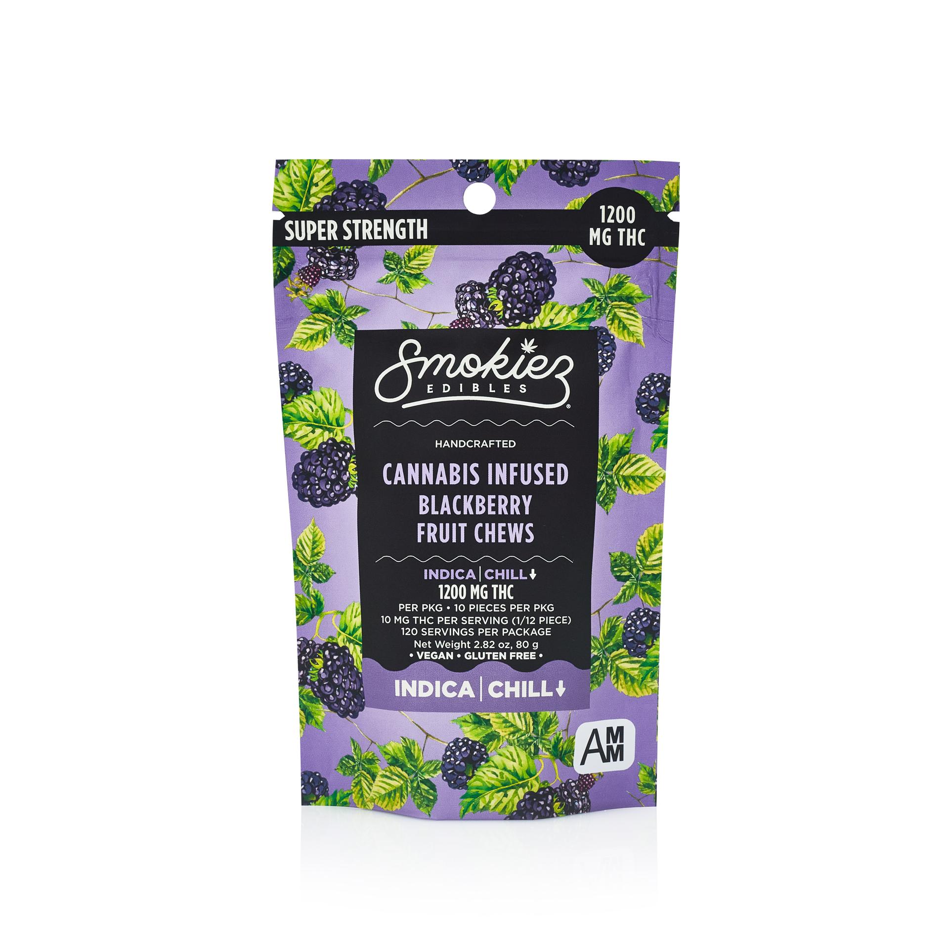 Photograph of product: 1200mg Blackberry Gummies Sweet - Smokiez