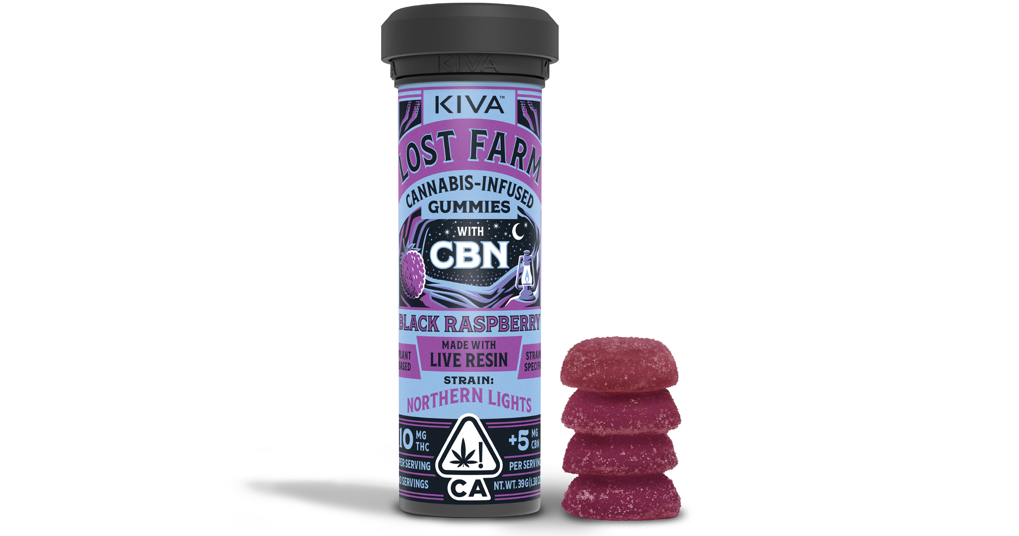 Photograph of product: Lost Farm | Black Raspberry (Northern Lights) - 100mg Gummies 10:5 CBN