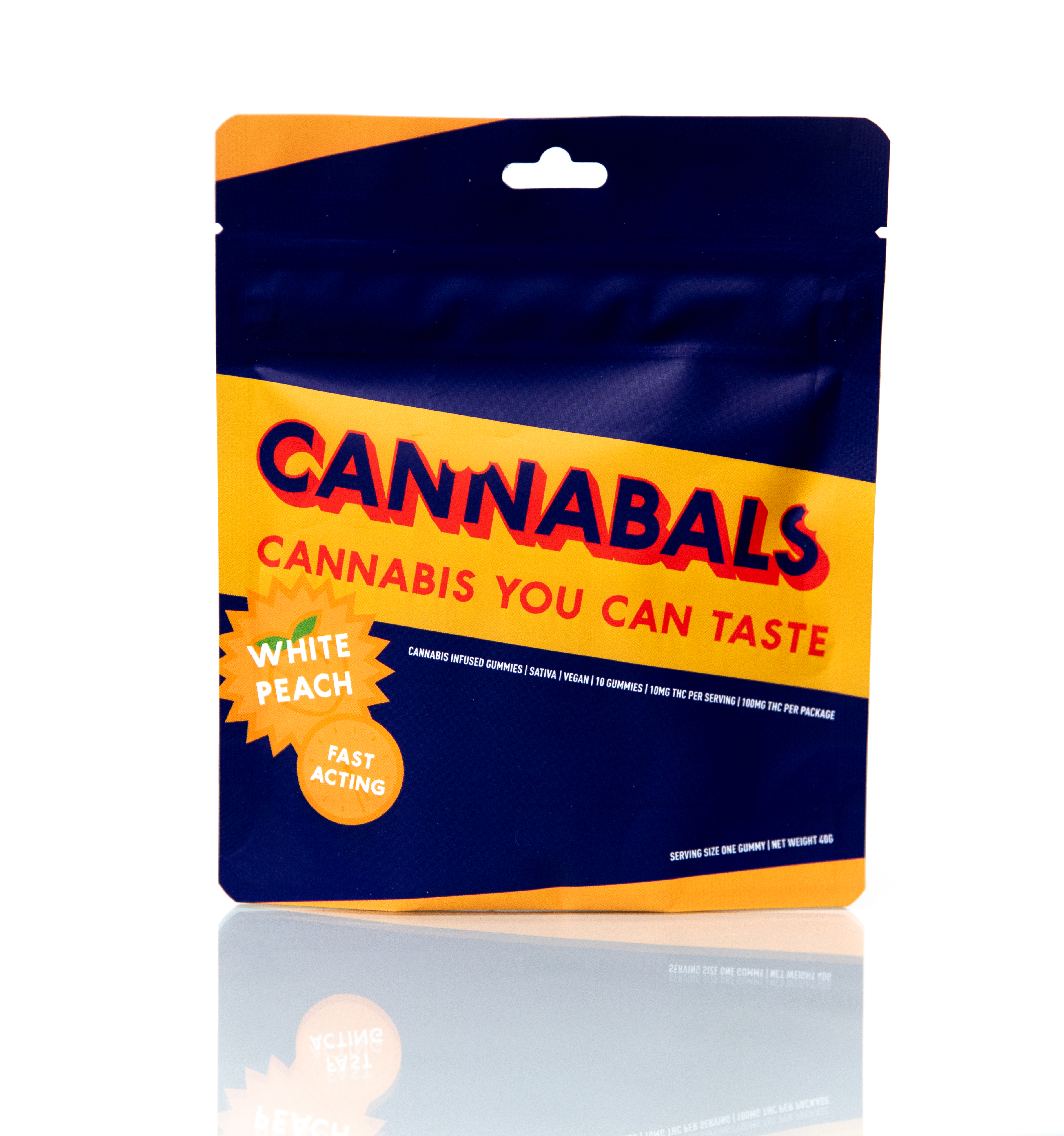 Photograph of product: Cannabals White Peach Gummies 10mg-Oui'd