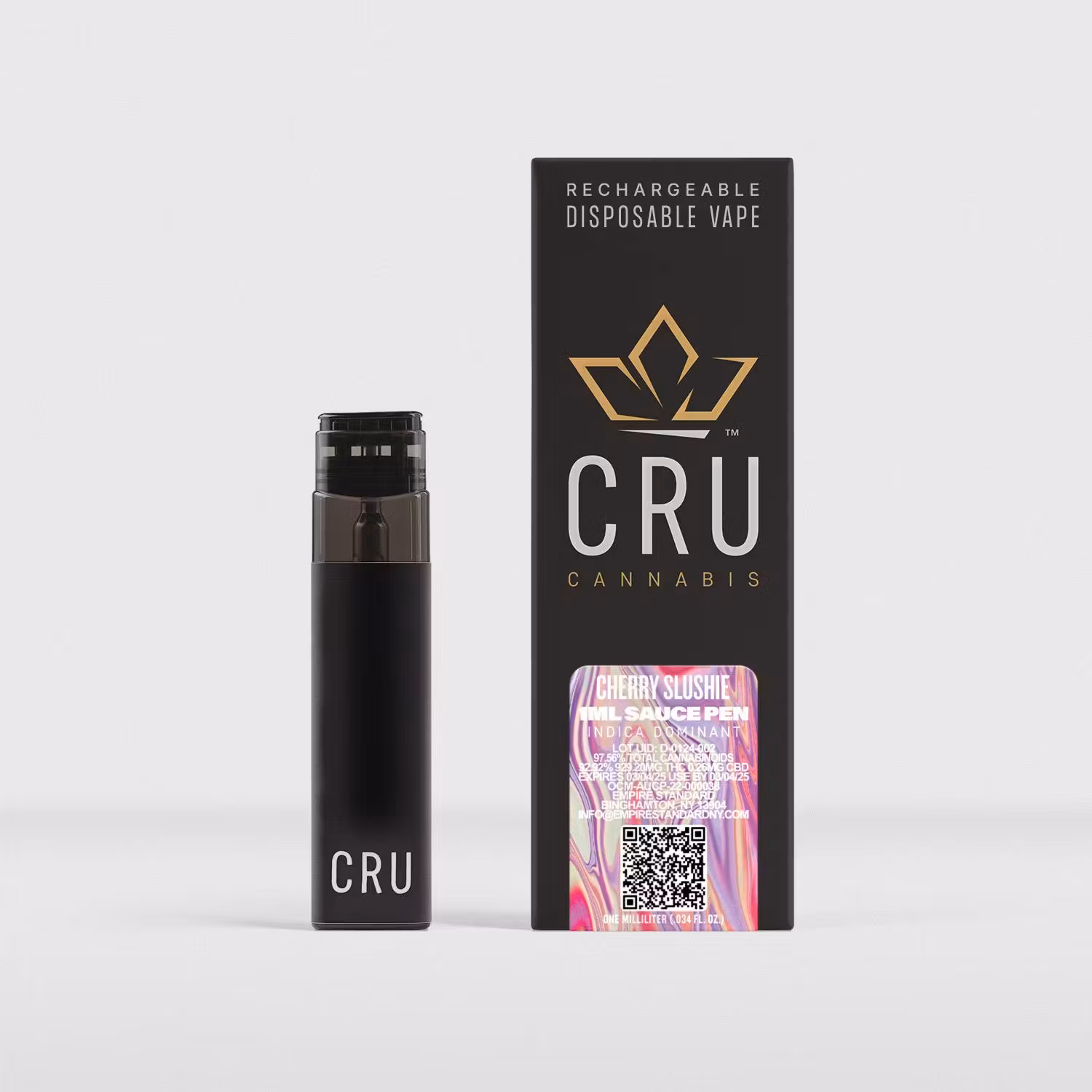 Photograph of product: CRU | Cherry Slushie | Live Resin Disposable | VAPE | 1g