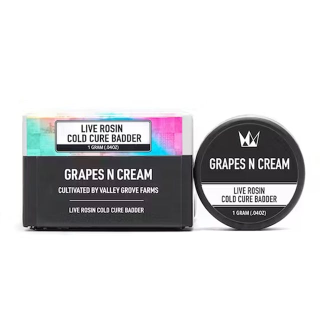 Photograph of product: Grapes N Cream | 1g Live Rosin Cold Cure Badder
