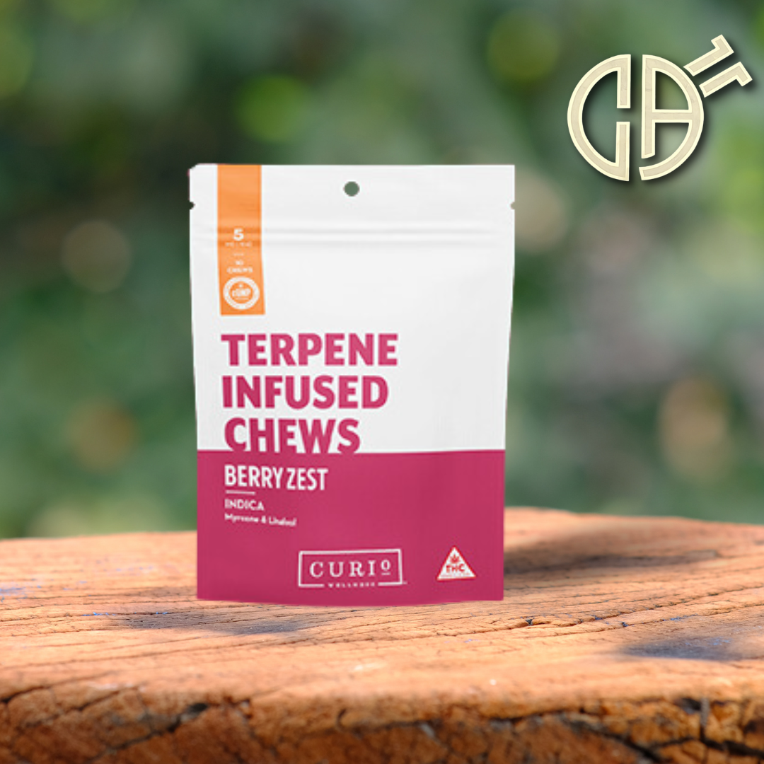 Photograph of product: Curio | Tranquil Berry Bliss terpene infused chews | 5mgx20 | 100mg