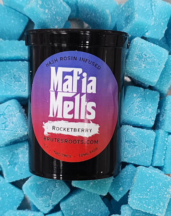 Photograph of product: Rocket Berry - Live Rosin 1:1 TH-oui:TH-ouiv -100mg - 10 Pack -  Brute's Roots - REC