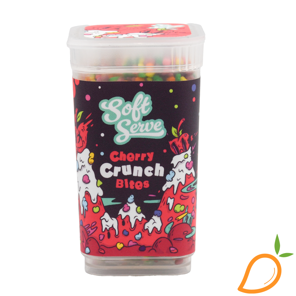 Photograph of product: 100mg Cherry Crunch Bites Gummies Soft Serve