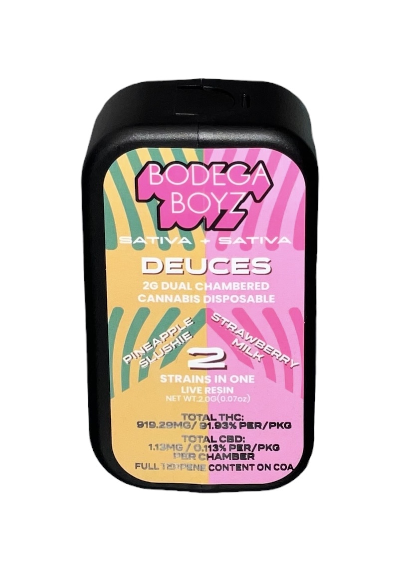 Photograph of product: Bodega Boyz Pineapple Slushie x Strawberry Milk Dual Chamber Vape