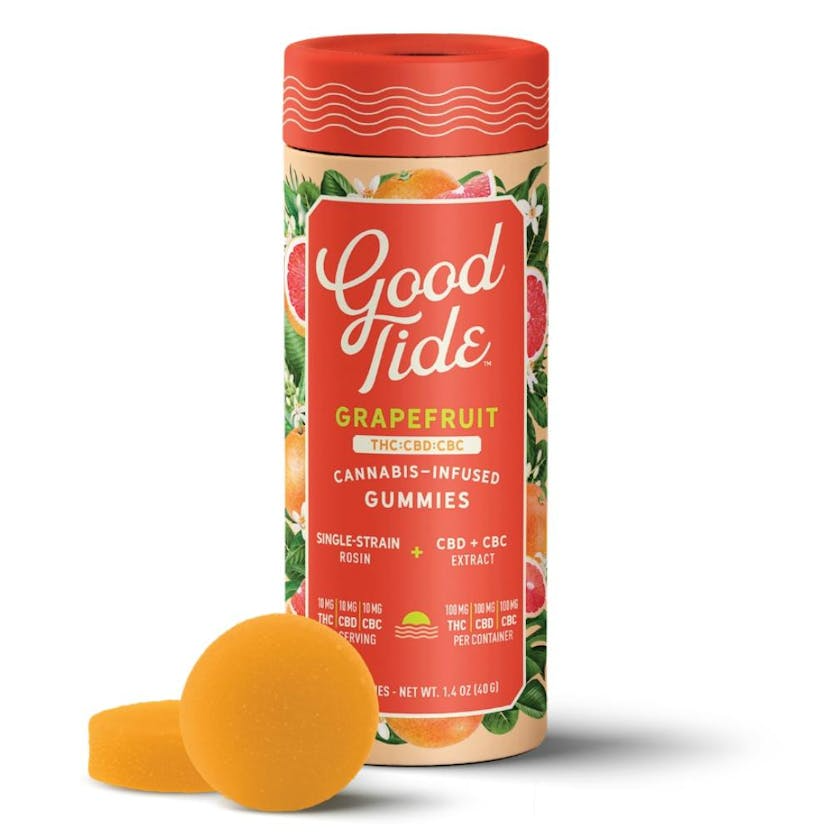 Photograph of product: 100mg Gummies 1:1:1 Thc/Cbd/Cbc Grapefruit