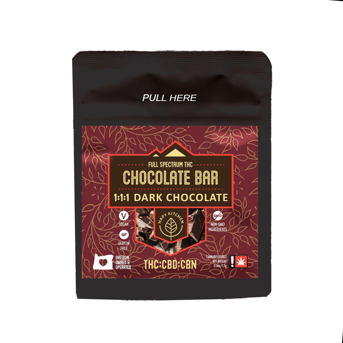 Photograph of Product: Hapy Kitchen 100mg 1:1:1 THC:CBD:CBN MIDNIGHT DARK CHOCOLATE Chocolate Bar