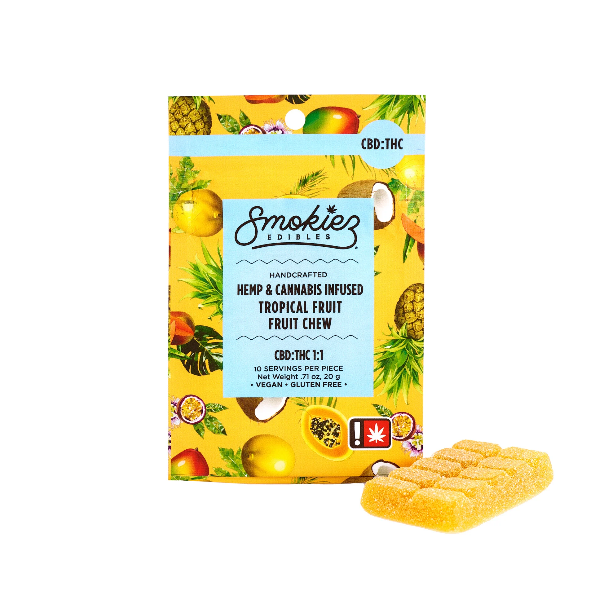Photograph of product: Smokiez - Tropical 1:1 (TH-oui:CBD) - Single Fruit Chew