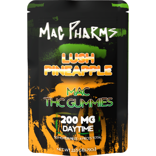 Photograph of product: Mac Pharms Lush Pineapple Gummies 4 Pieces 200mg