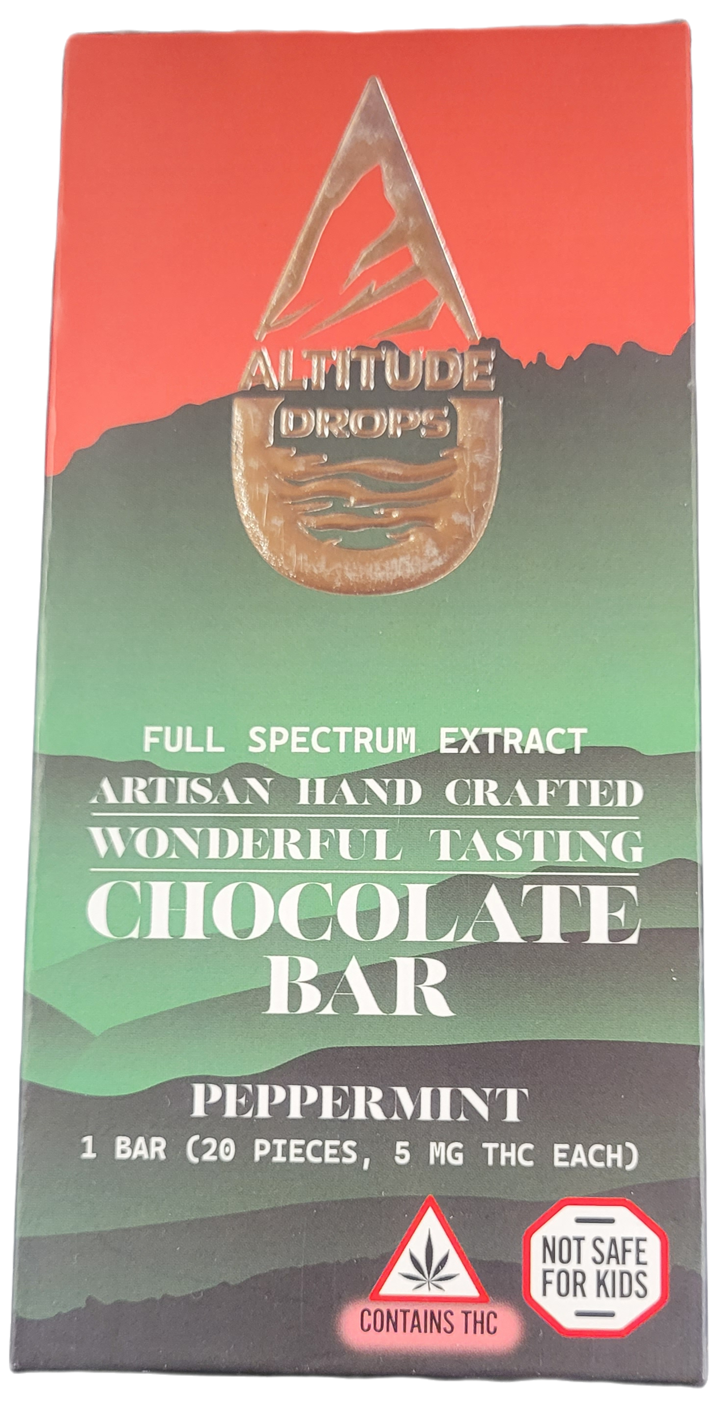 Photograph of product: 100mg Peppermint Choc Bar | Altitude Drops