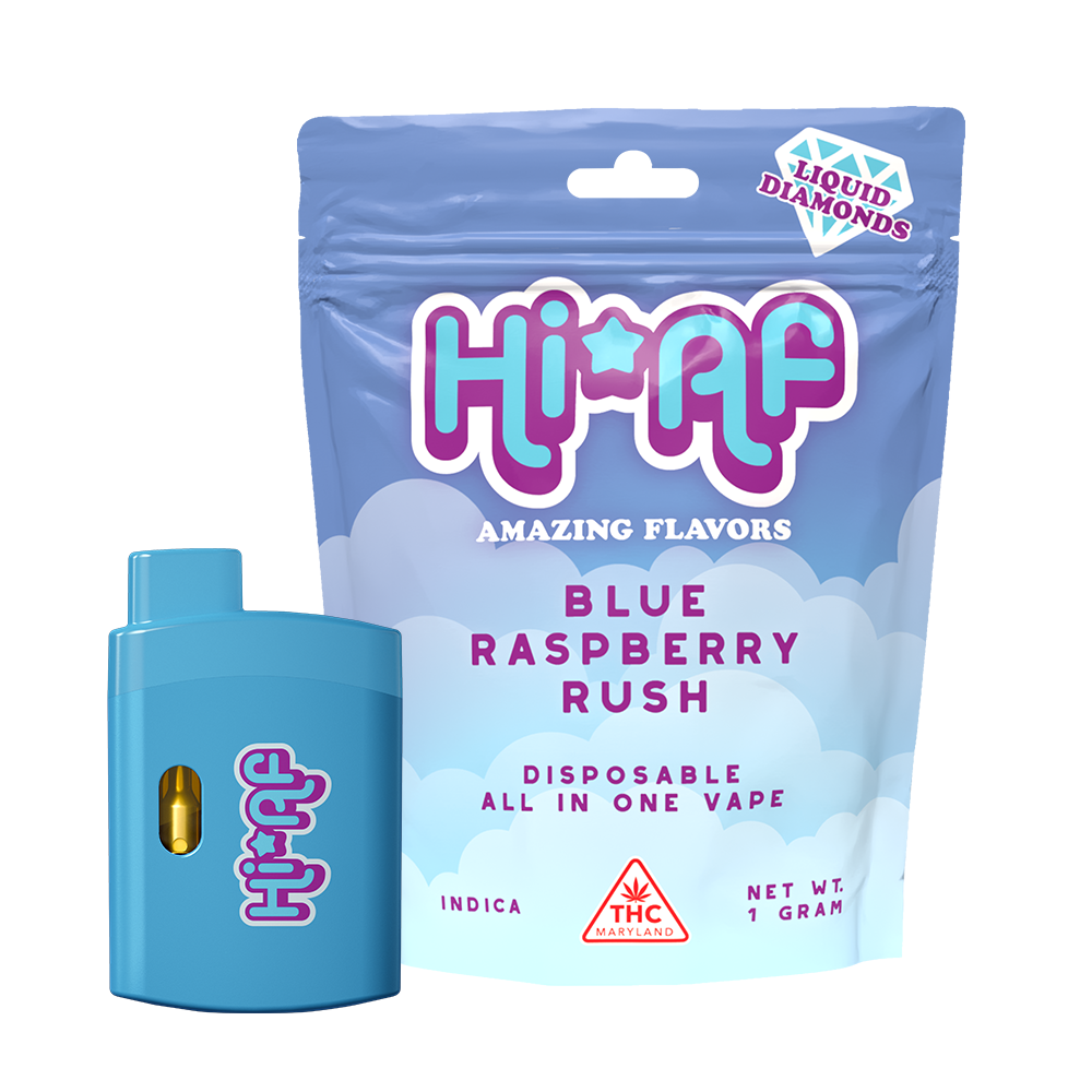 Photograph of Product: Blue Raspberry Rush Liquid Diamonds Disposable Vape Pen 1g