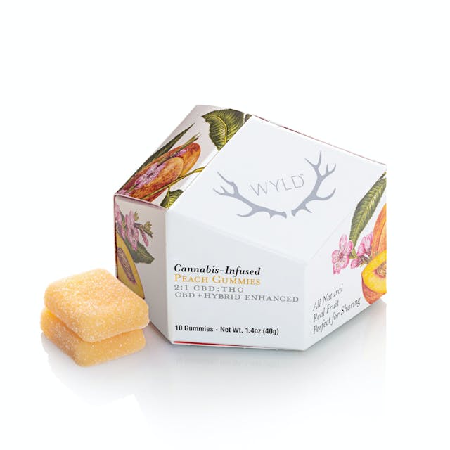 Photograph of product: Peach | 2:1 | CBD : TH-oui | 100mg Gummy