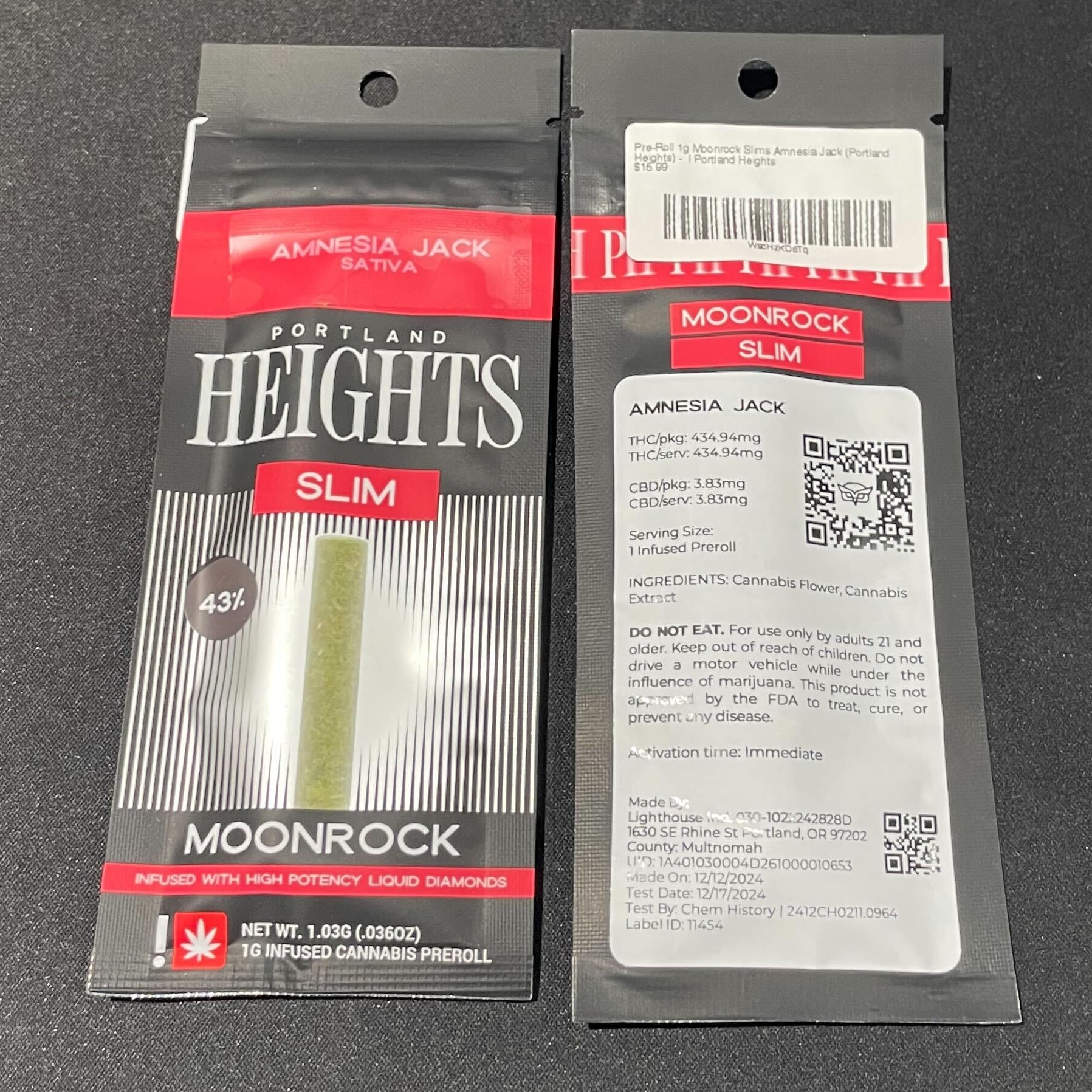Photograph of product: Pre-Roll 1g Moonrock Slims Amnesia Jack (Portland Heights)