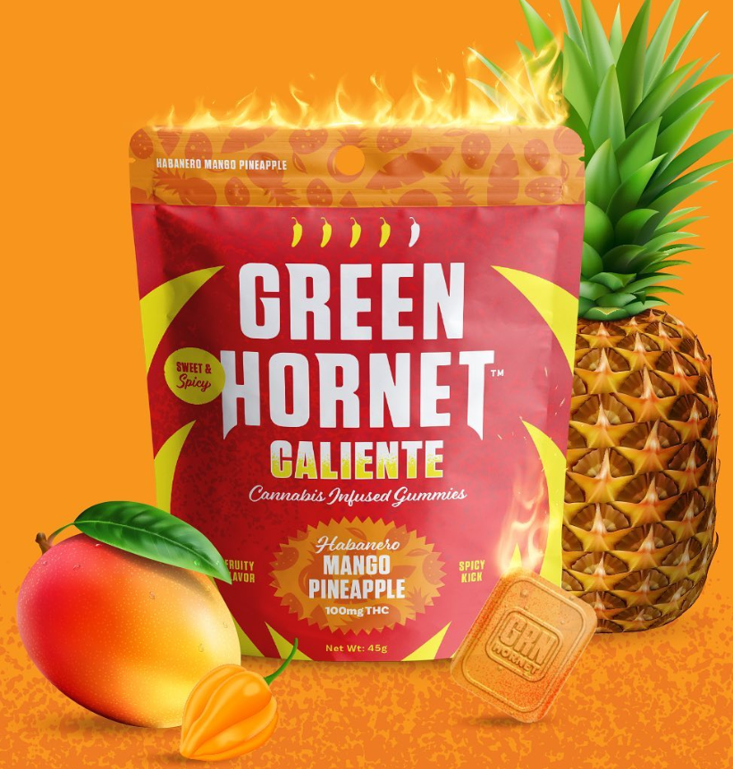 Photograph of product: GREEN HORNET CALIENTE HABANERO PINEAPPLE MANGO HYBRID 100mg