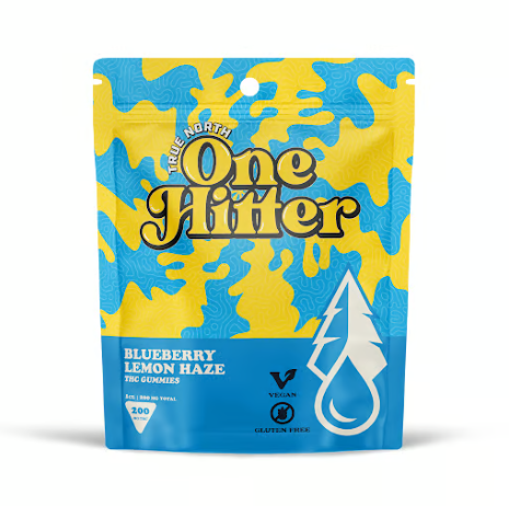 Photograph of product: TRUE NORTH BLUEBERRY LEMON HAZE ONE HITTER GUMMY 200MG