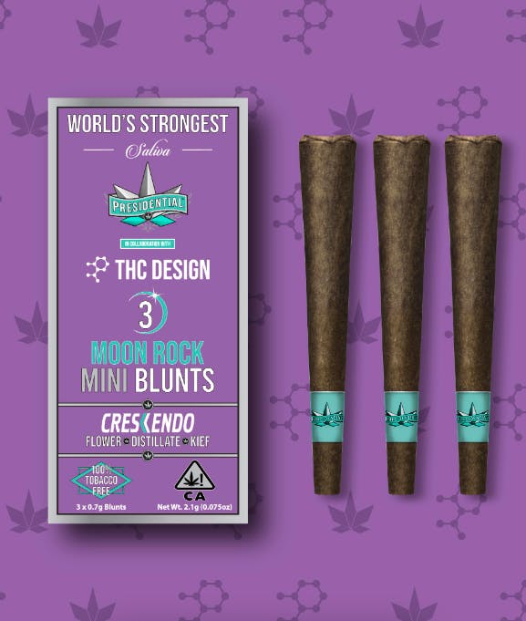 Photograph of product: CRESCENDO - MOON ROCK INFUSED MINI BLUNTS - 3 PACK - Oui'd - PRESIDENTIAL PEEWEE