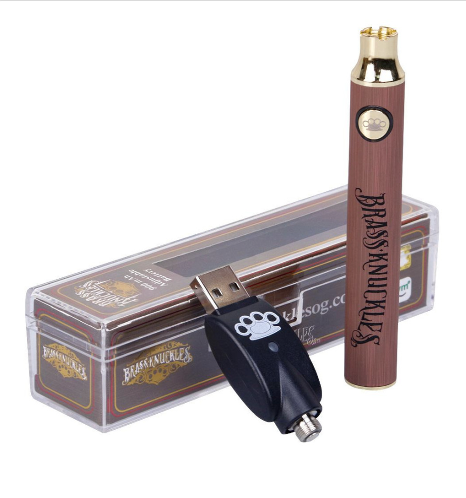 Photograph of product: Brass Knuckles | 510 Thread BATTERY | Wood Grain