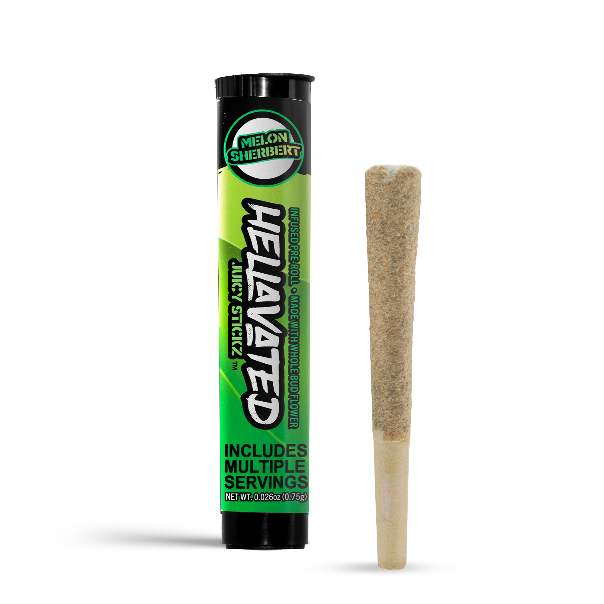 Photograph of product: Hellavated | Juicy Stickz Melon Sherbert Infused Pre-Roll | 0.75g