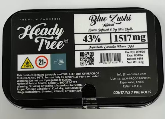 Photograph of product: Heady Tree l Infused Preroll Pack l Blue Zushi 3.5g 7 Pack