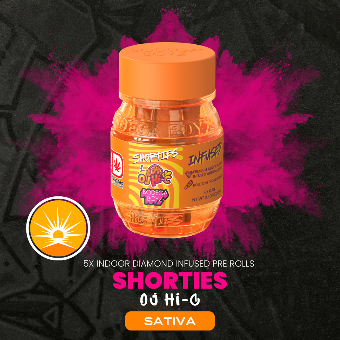 Photograph of product: Bodega Boyz | Infused Pre-Roll Pack | OJ HI-C | 3.5g