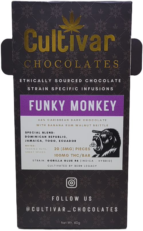 Photograph of product: Funky Monkey Dark Chocolate Resin Bar | 100mg TH-oui | Cultivar Chocolates