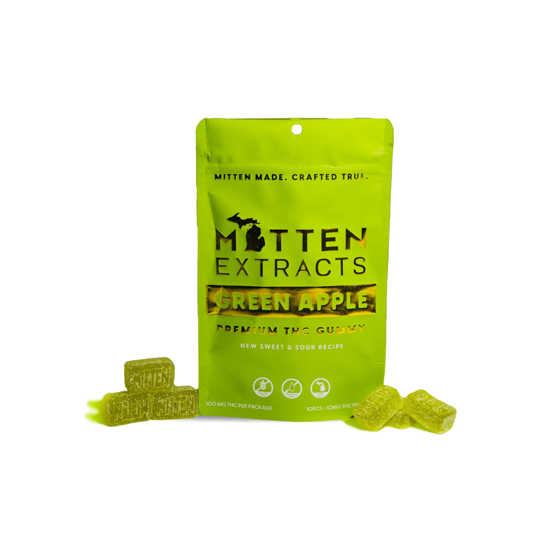 Photograph of product: Mitten Extracts | Green Apple Gummies | 10x20mg | 200mg