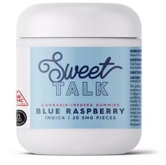 Photograph of product: Sweet Talk Blue Raspberry Gummies 5mg 20-pack