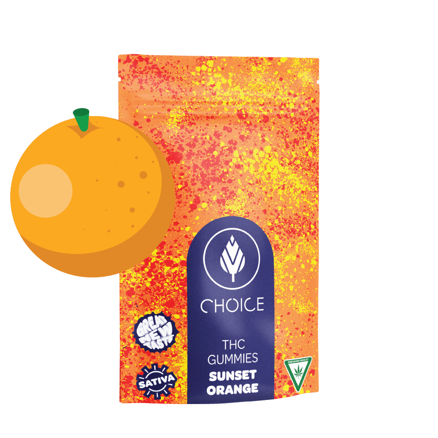 Photograph of product: Choice Chews - 100mg - Sunset Orange Gummies (Oui'd)
