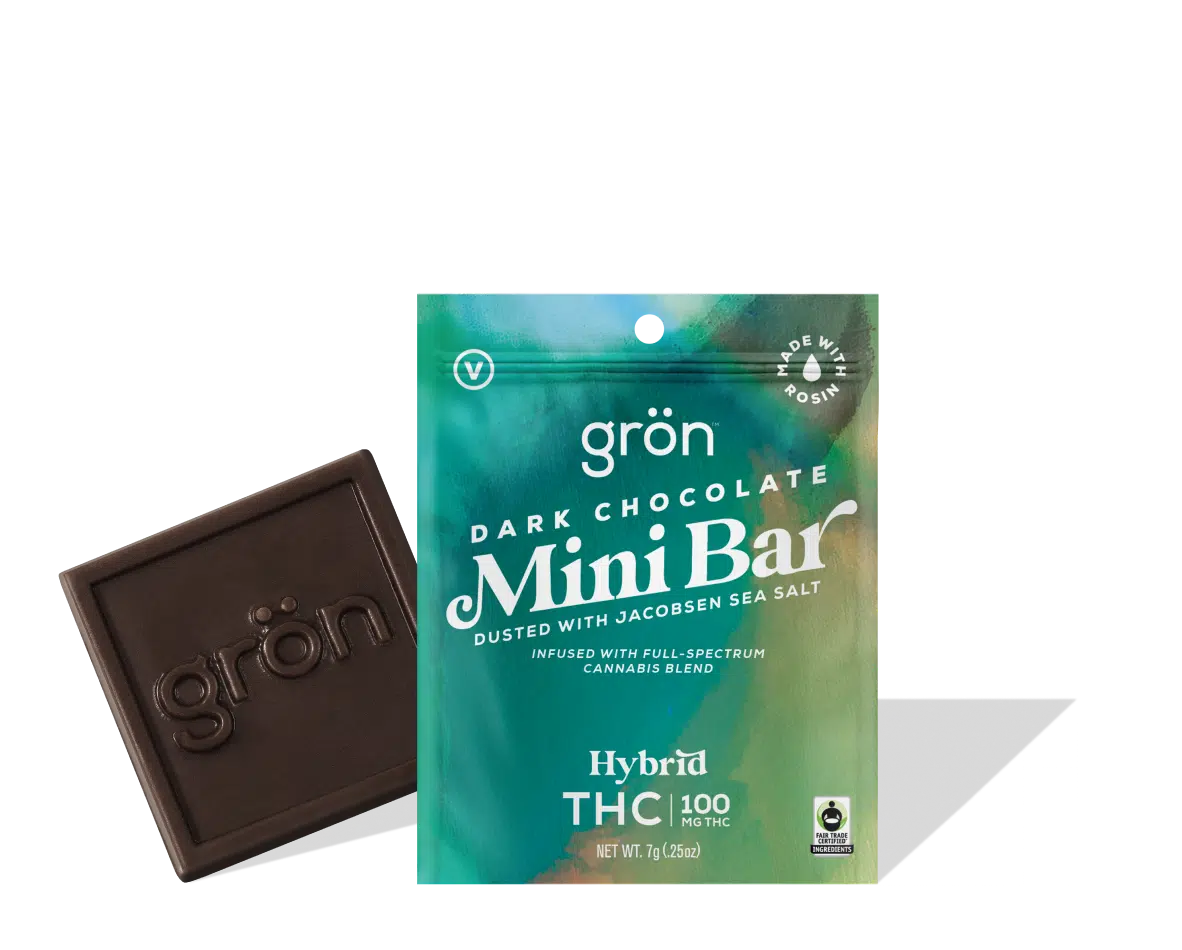 Photograph of product: Gron | Mini Hybrid Dark Chocolate Dusted w/ Jacobsen Sea Salt | 100mg TH-oui