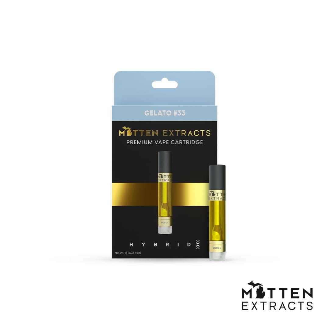 Photograph of product: Mitten Extracts Cartridge | Gelato #33 - Hybrid