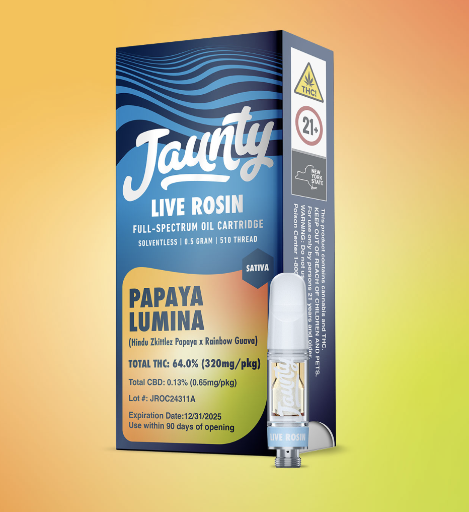 Photograph of product: Jaunty | Papaya Lumina Live Rosin Vape Cartridge