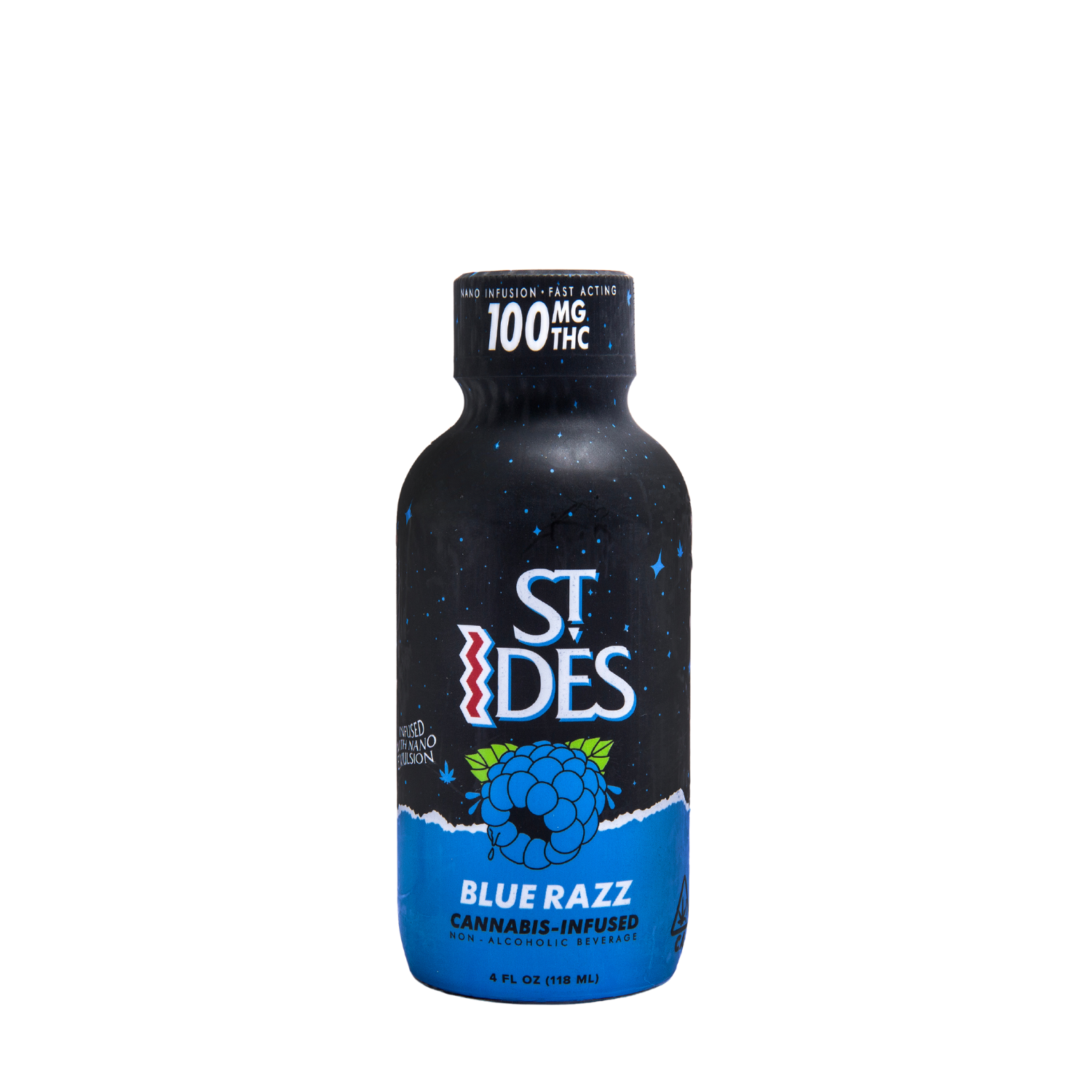 Photograph of product: ST. IDES OUID! INFUSED SHOT BEVERAGE - BLUE RAZZ 100MG 4OZ (1CT)