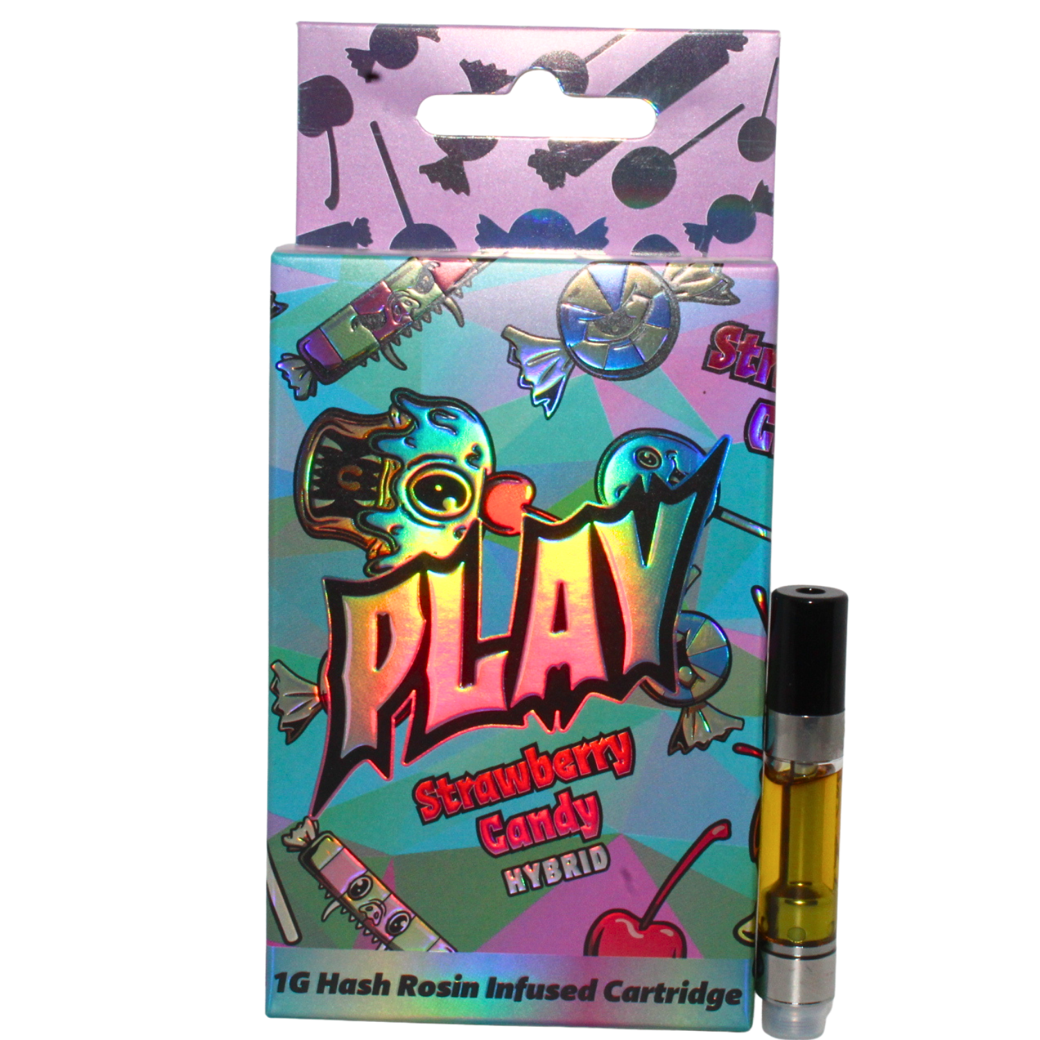 Photograph of product: PLAY STRAWBERRY CANDY au chocolat ROSIN INFUSED VAPE CART REC