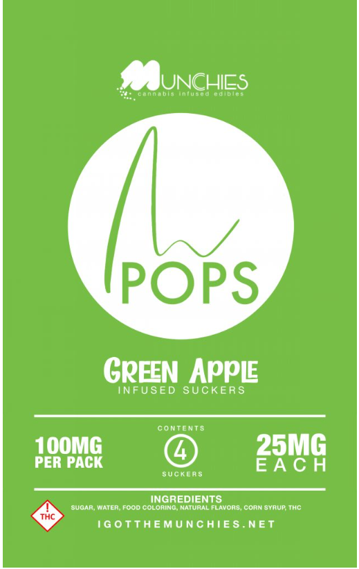 Photograph of product: I Got The Munchies | Green Apple Lollipop | 4pk/100mg