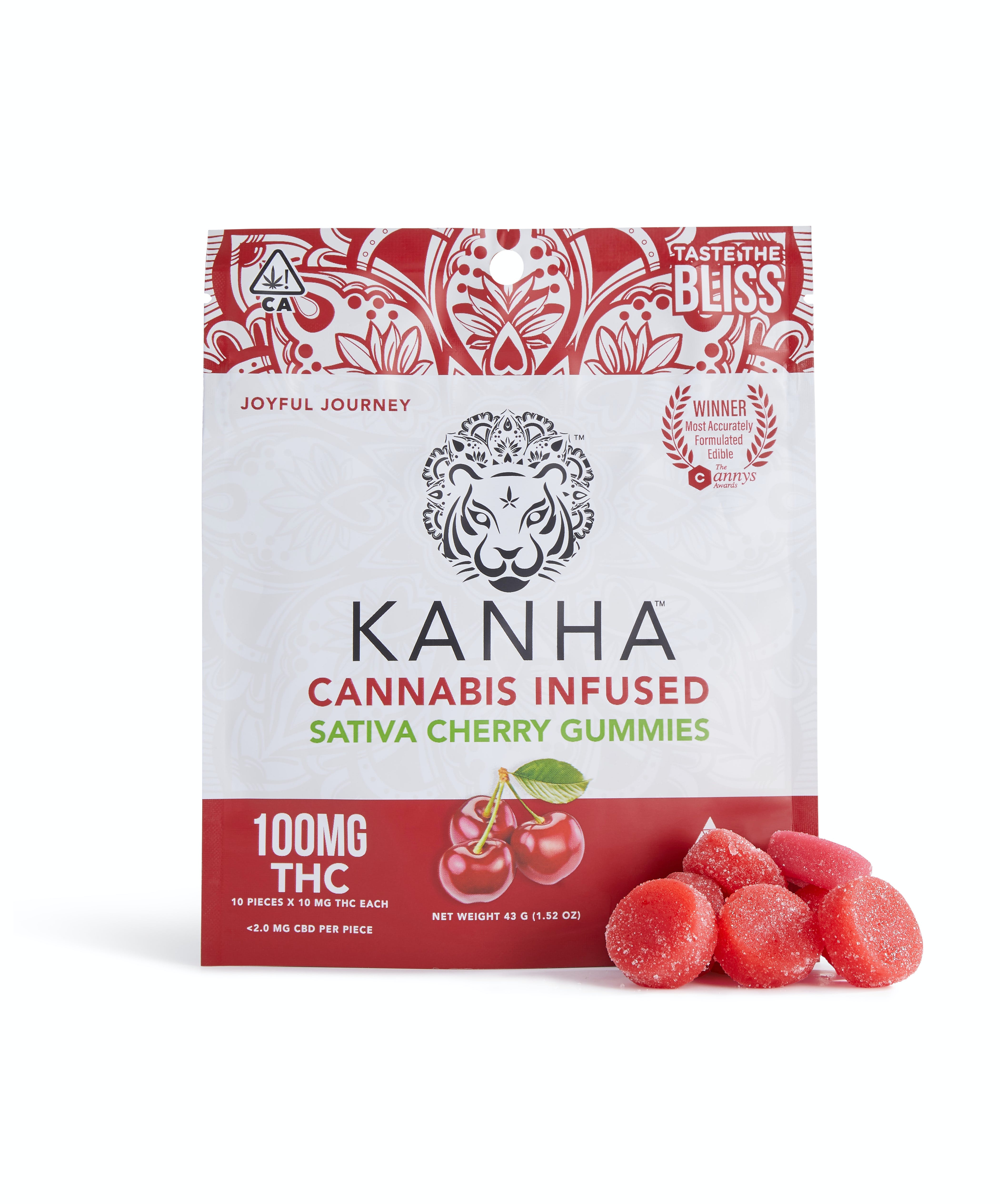 Photograph of product: KANHA CHERRY GUMMY SATIVA 100MG