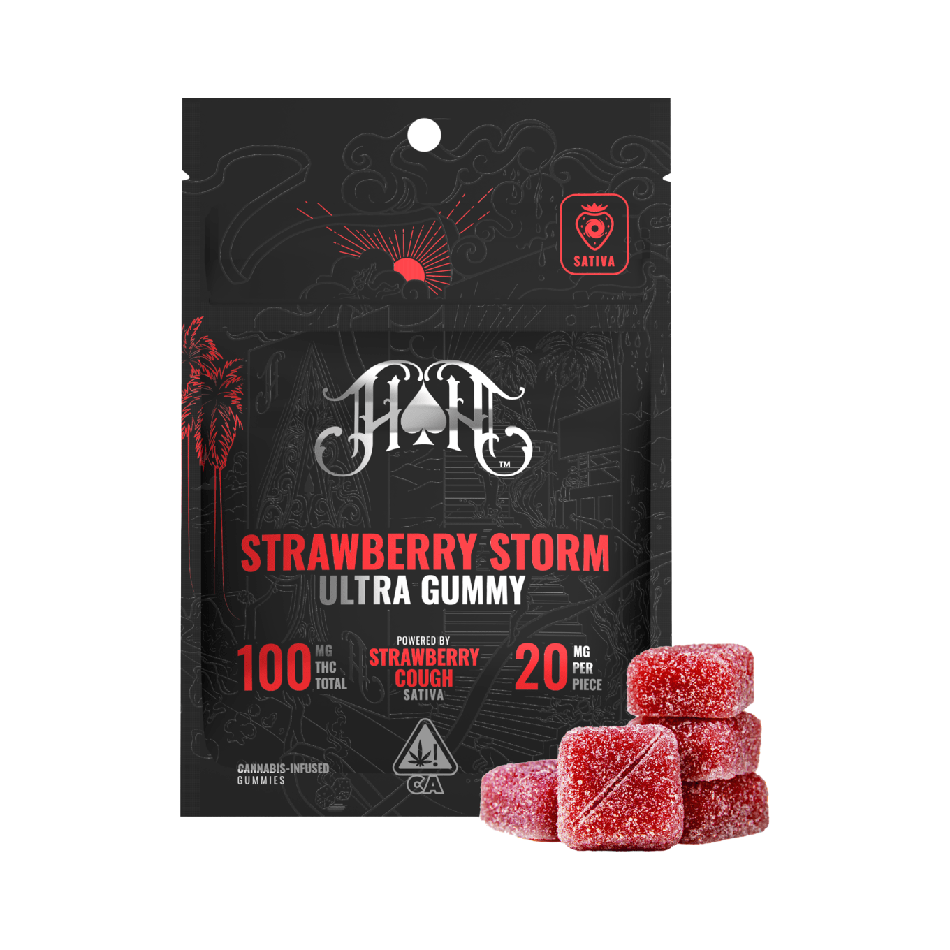 Photograph of product: Heavy Hitters - 100mg - 5ct Gummies - Strawberry Storm