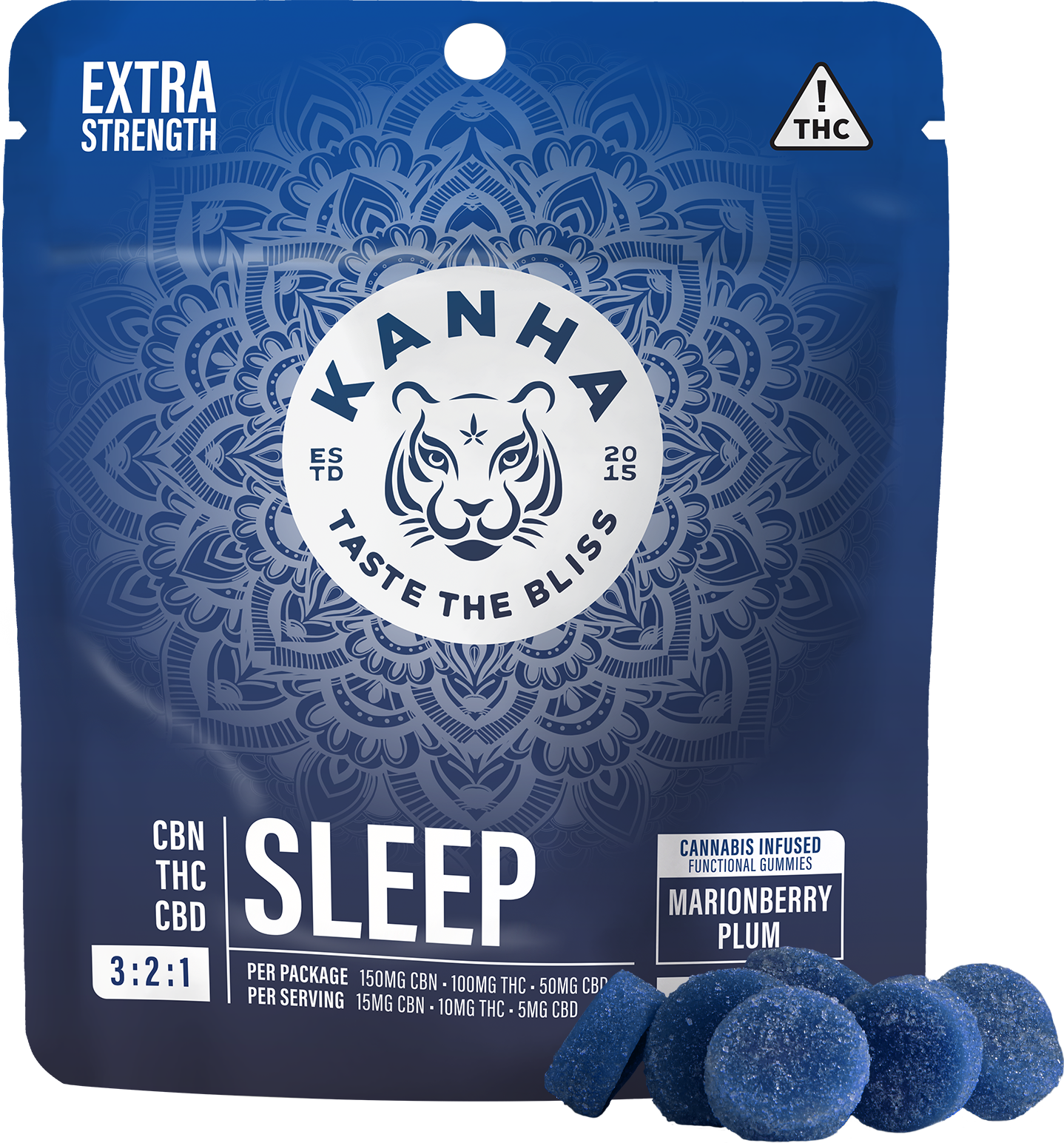 Photograph of product: Kanha FX 3:2:1 CBN:THC:CBD Marionberry Plum Sleep (I) Gummies 10mg 10pk