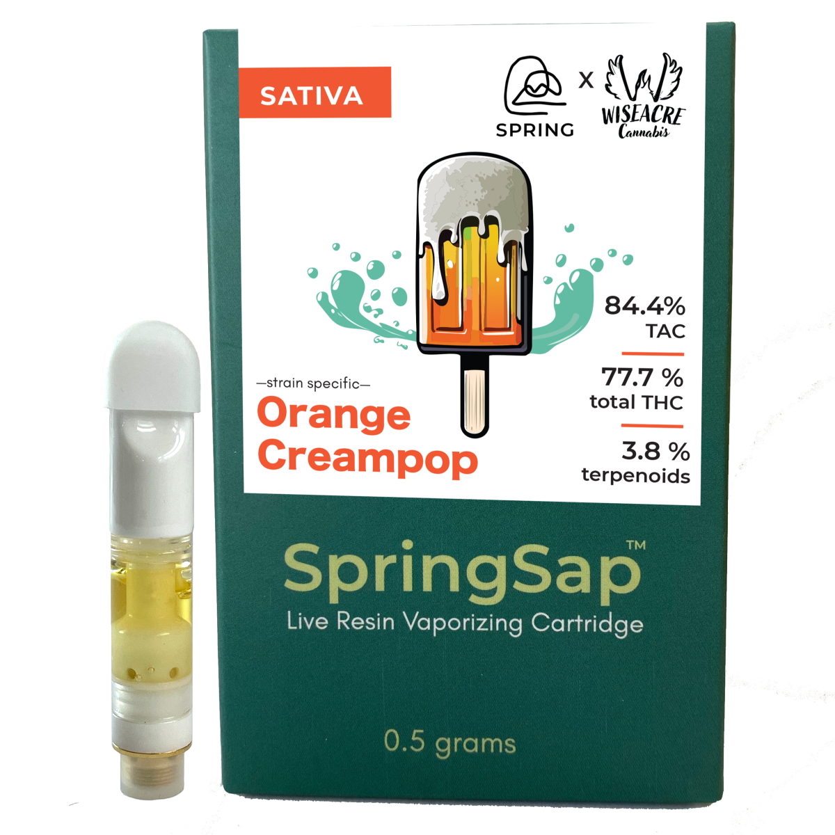 Photograph of product: Spring Sap | Orange Creampop | 0.5g Cart