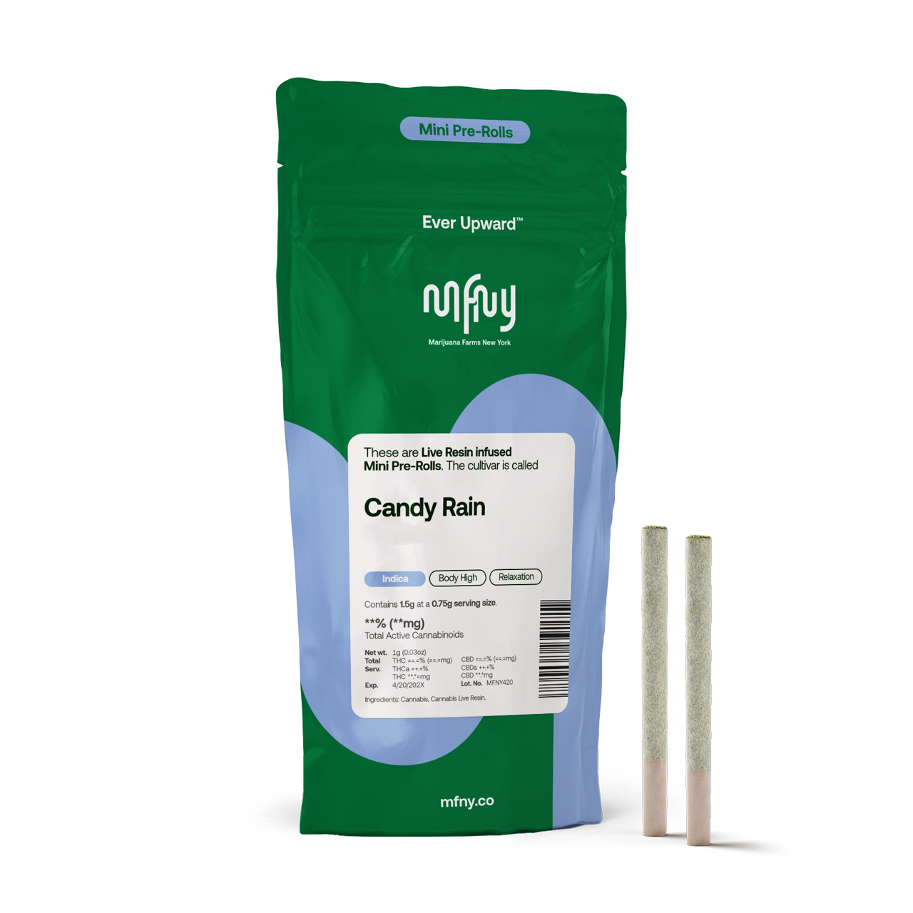 Photograph of product: Candy Rain x Candy Rain | Live Resin Infused Pre-rolls | 2pk | 1.5g (I)