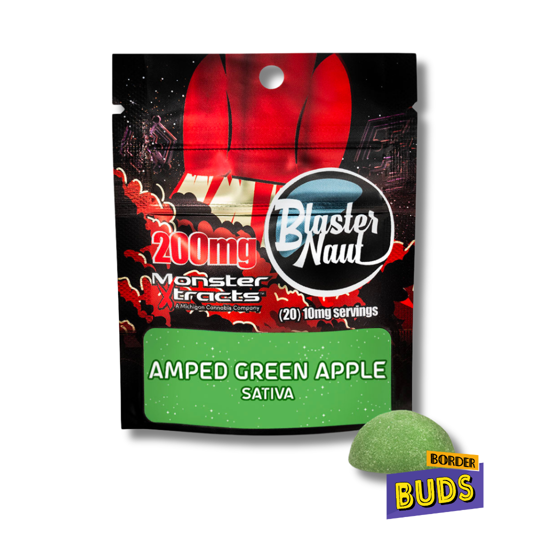 Photograph of product: Amped Green Apple | Blaster Naut | 200mg | Gummy