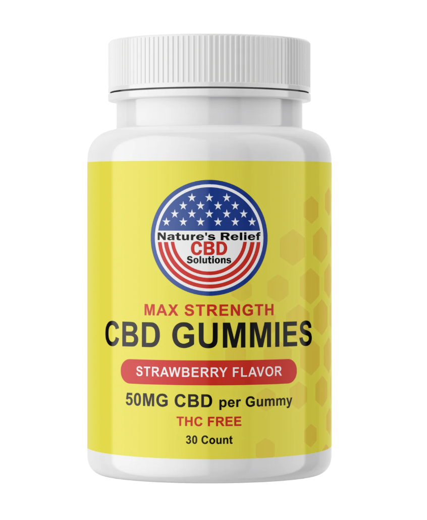 Photograph of product: Nature's Relief | Max Strength CBD Gummies | Strawberry | 50mg | 30ct